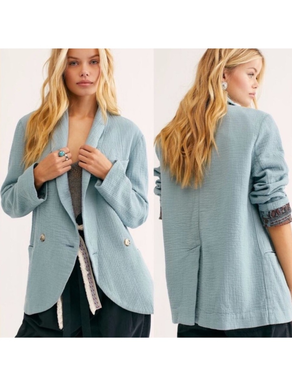Free People Turquiose Rowan Blazer